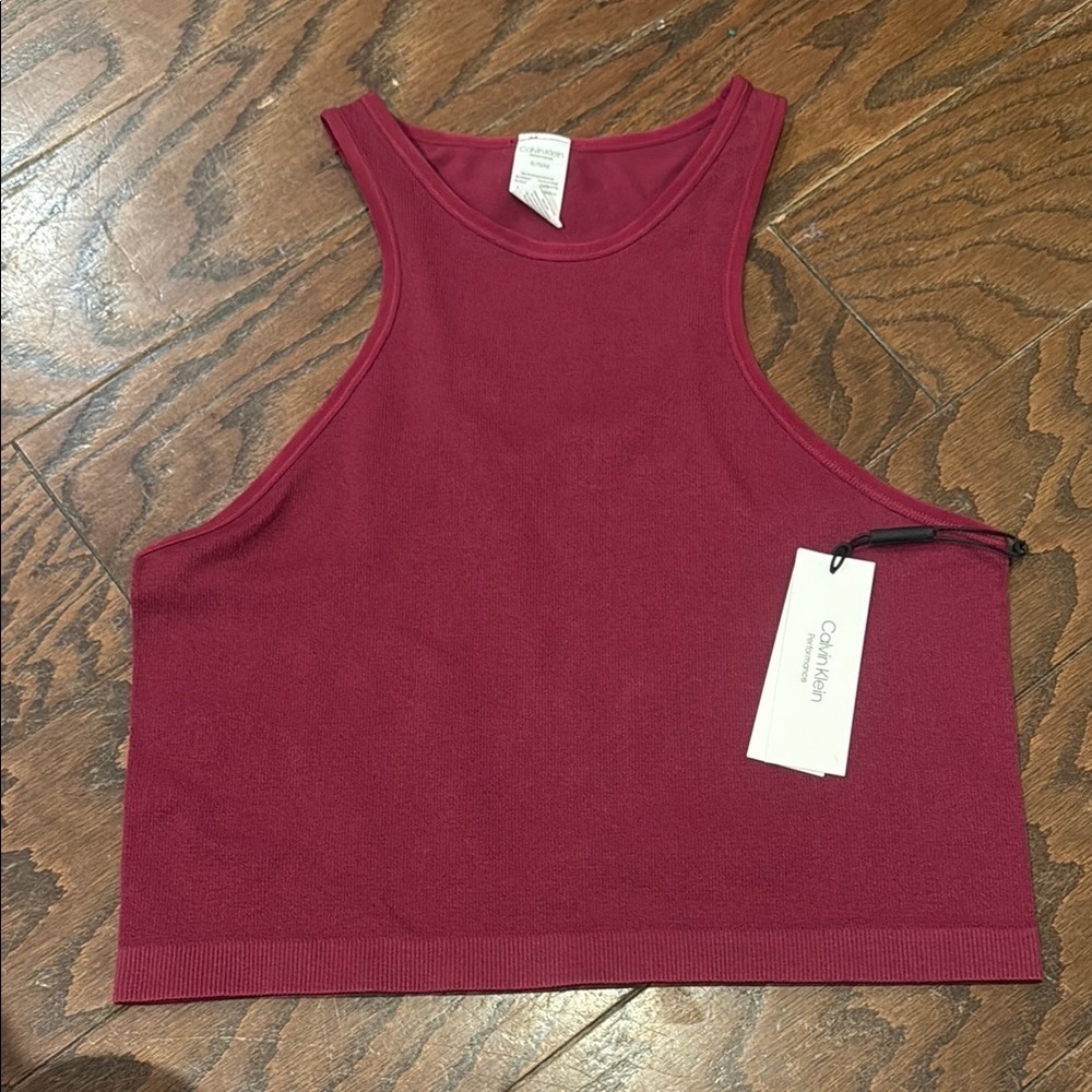 Calvin Klein Performance NWT maroon ribbed Racerback, XL - Picture 3 of 9